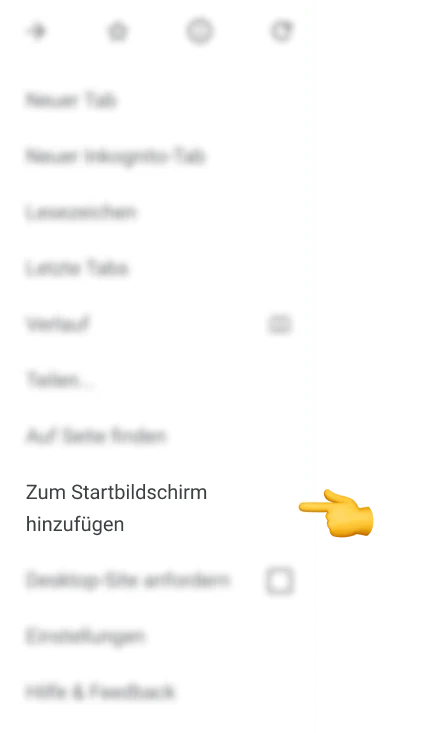 Android-Menü mit hervorgehobener Aktion Zum Startbildschirm hinzufügen